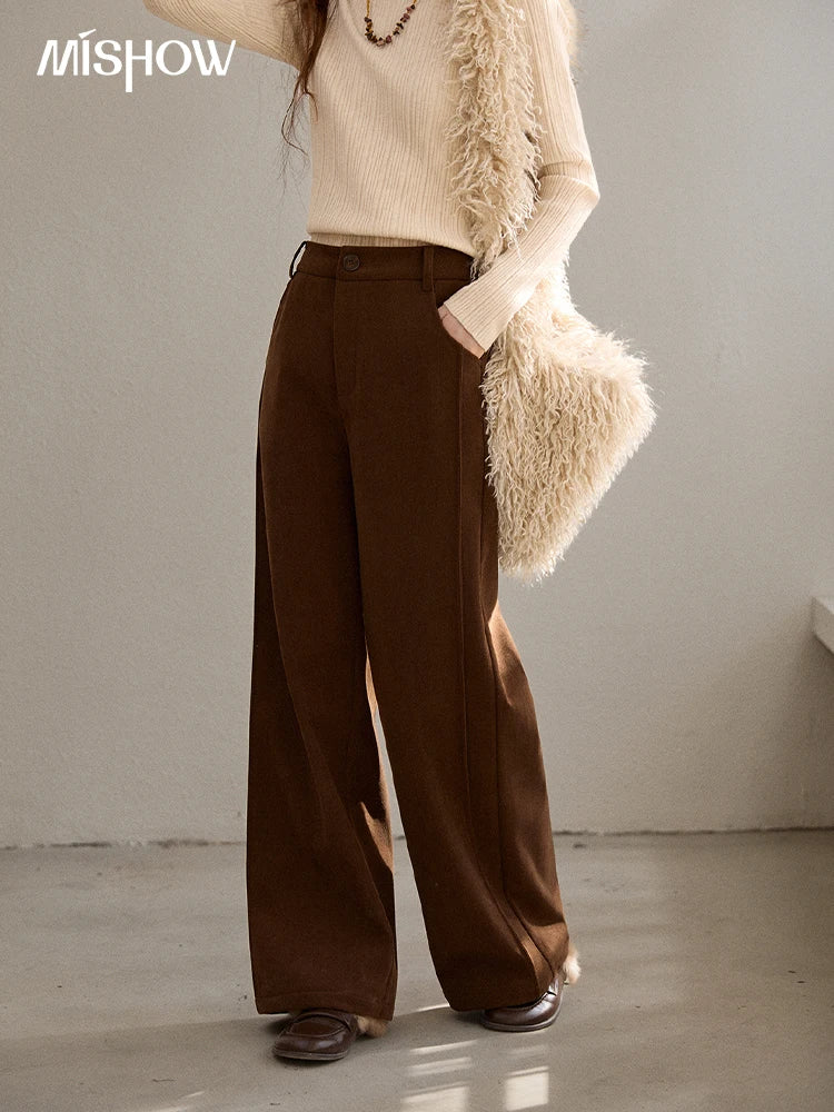 MISHOW Corduroy Straight Leg Pants Silver Fox Velvet Warm MXE91K1125