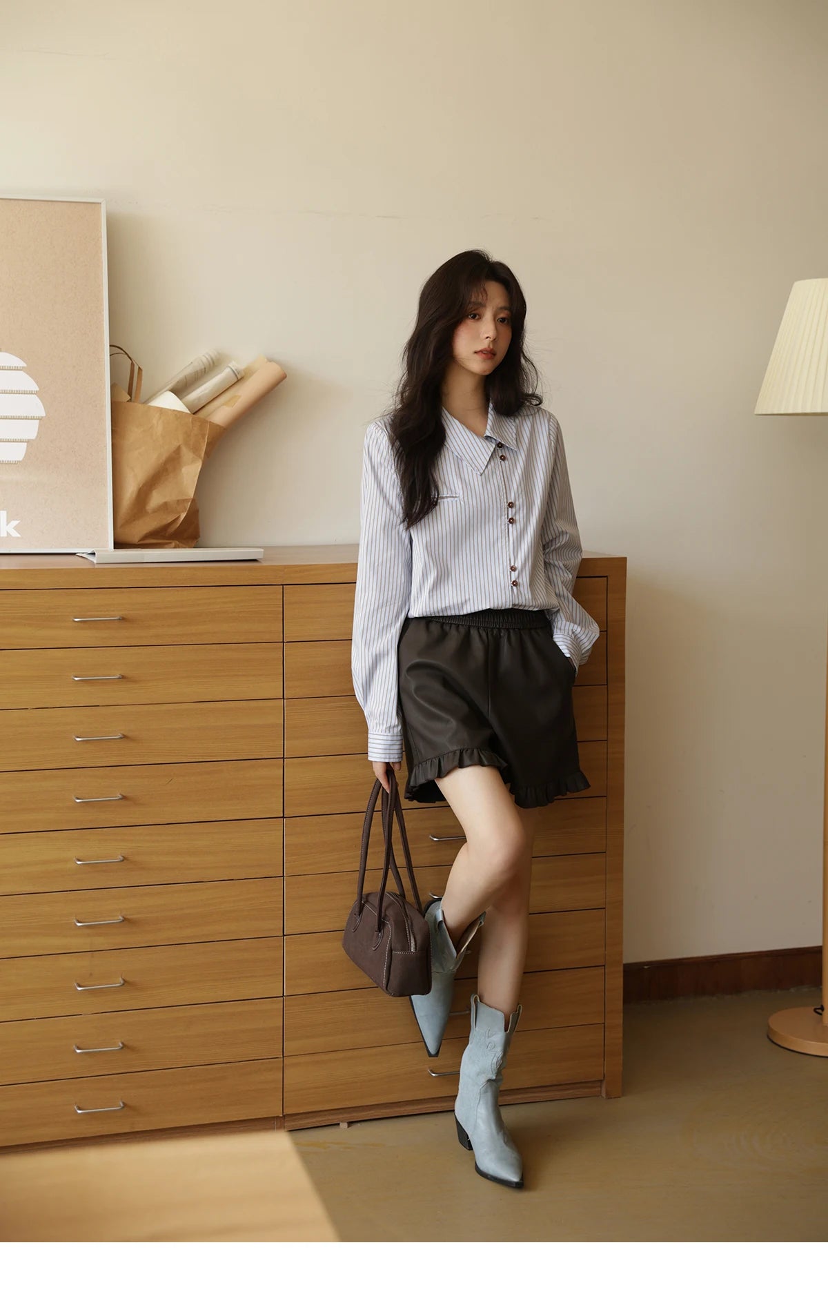 MISHOW Striped Asymmetric Shirt Vintage Loose Long Sleeve MXE42C2375