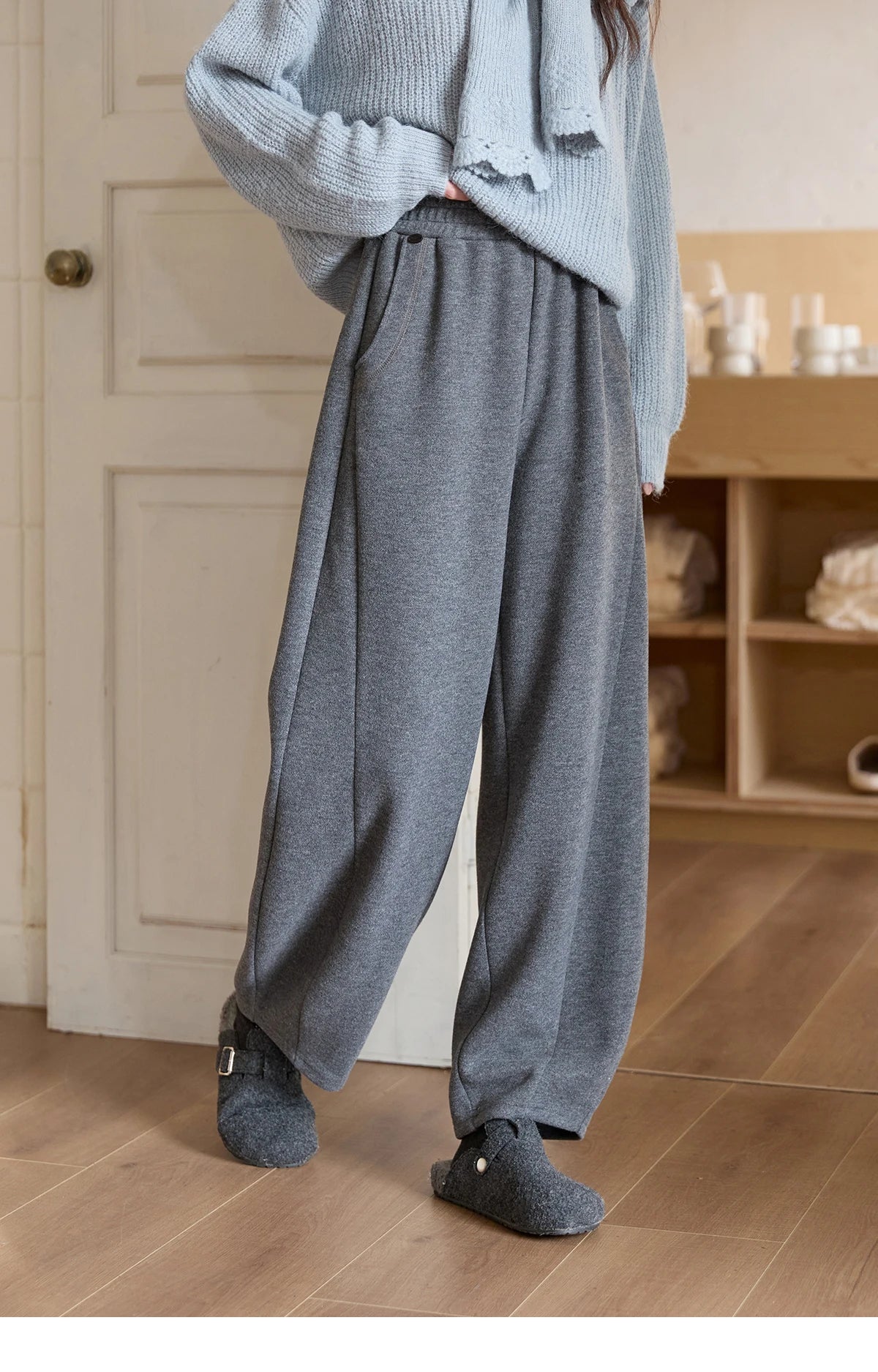 MISHOW Wide-Leg Pants Elastic Waist Pockets Comfortable MXE51K1093