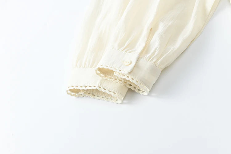 Mishow Apricot 100% Cotton Splicing Lace Dress MXE16L2168