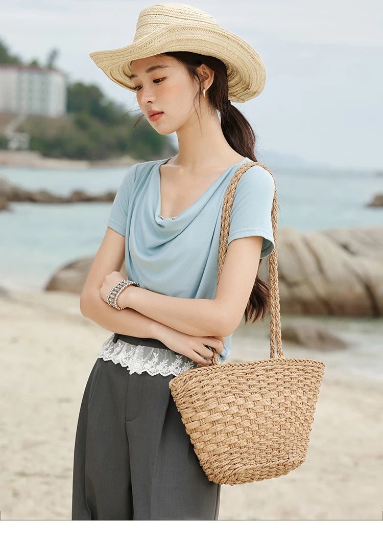 Mishow Swing Collar Shell Ribbon Tee MXE33T0524