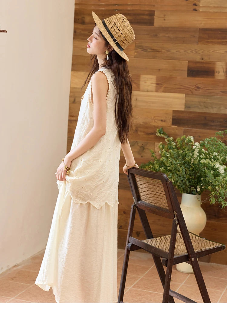 Mishow French Embroidery Fake Two-Piece Vest Dress MXE34L2311