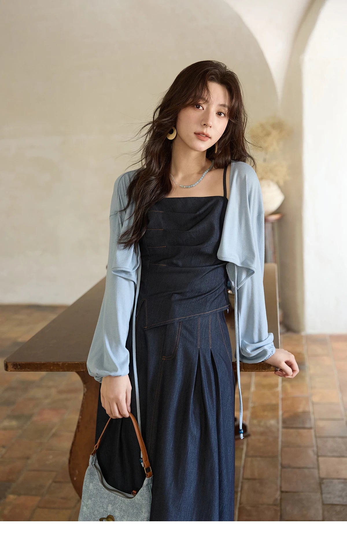 Mishow Imitation Denim Square Collar Camisole Dress (Separately) MXE41T0693
