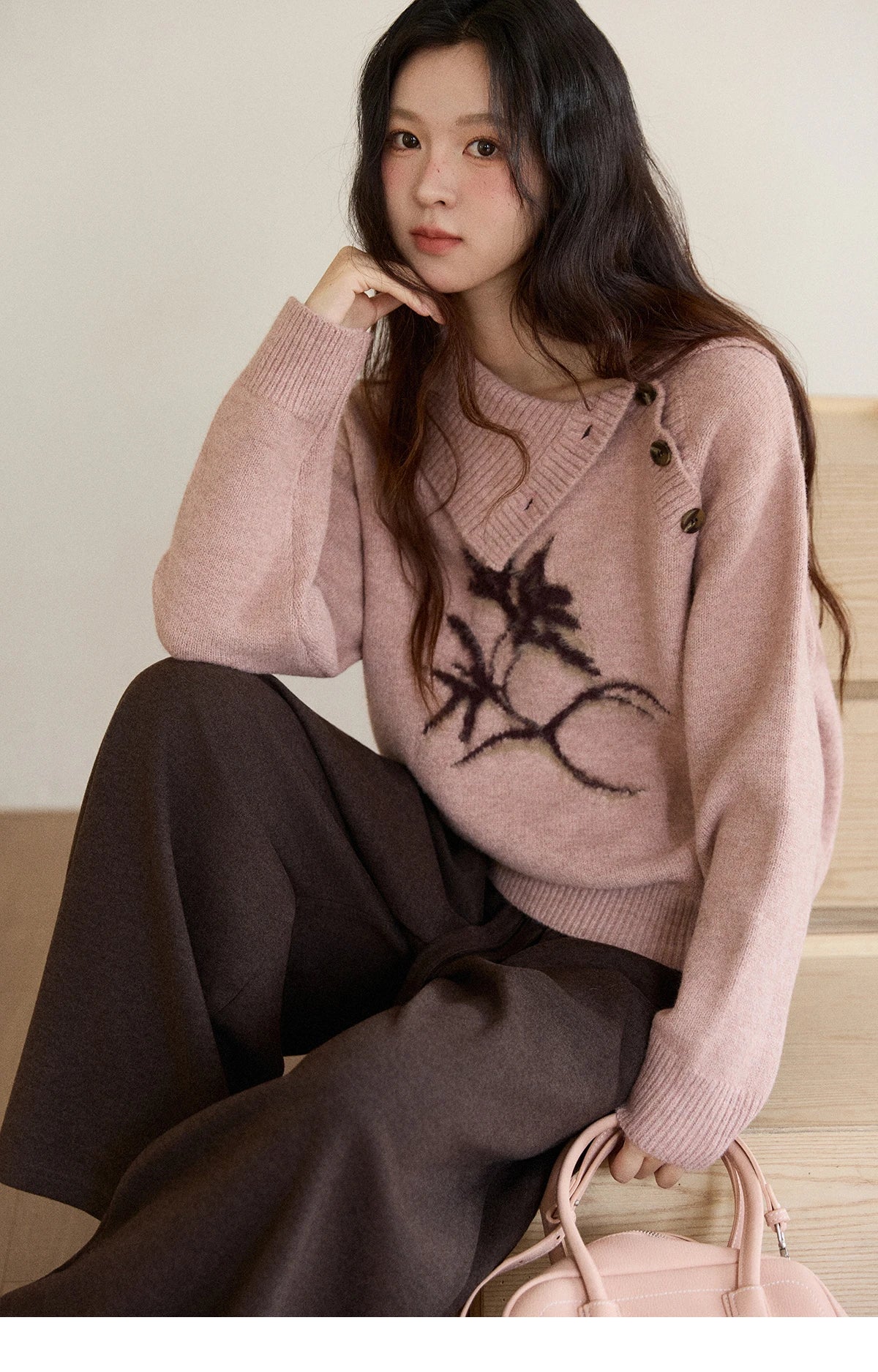 Mishow Plant Jacquard Turtleneck Pullover MXE86Z2658