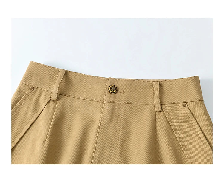 Mishow Khaki Diagonal Insert Pocket A-Line Skirt MXE13B0694