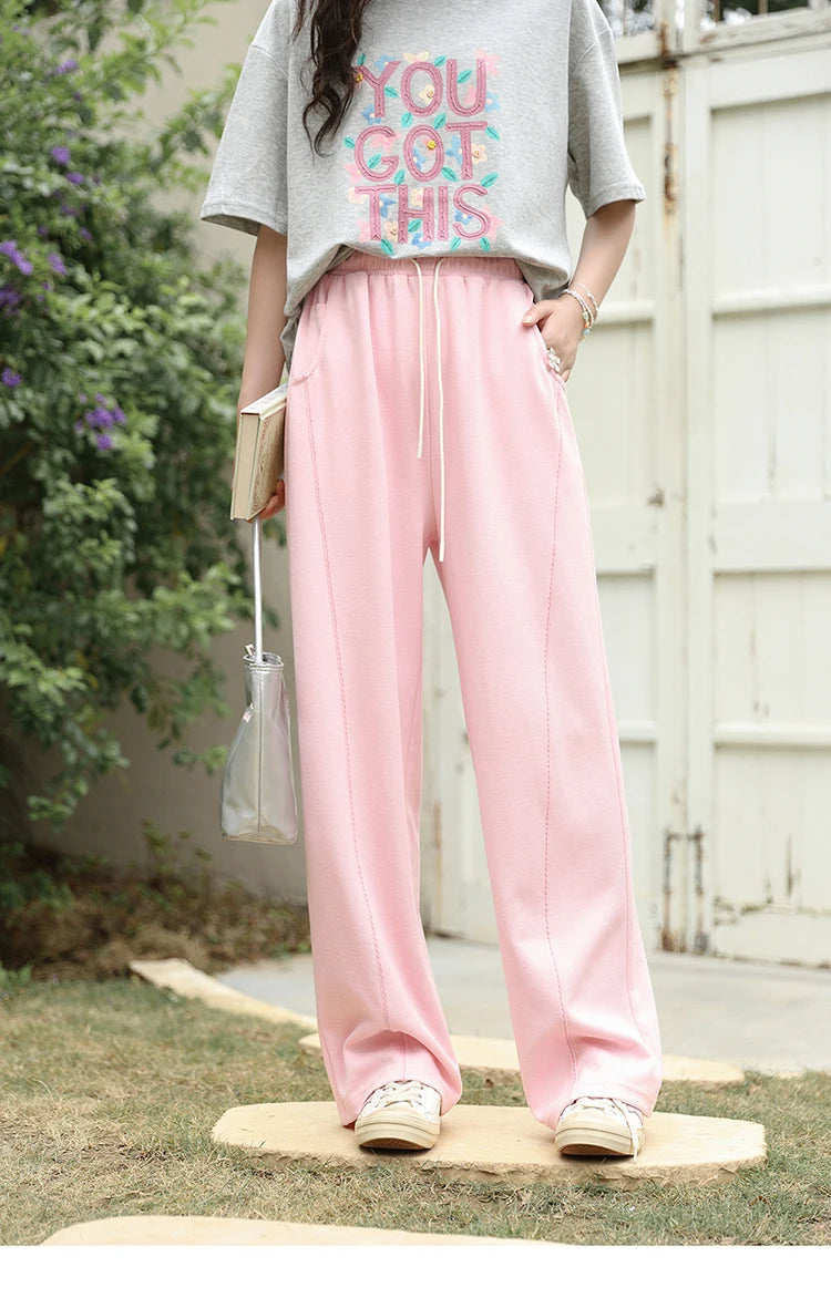MISHOW Waffle Texture Pants Elastic Waist Drawstring Pocket MXD14K0608