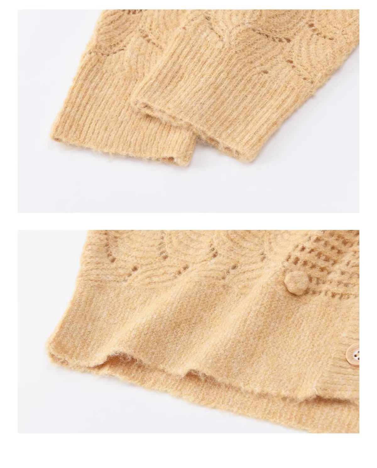 Mishow Hollow-out V-Neck Bobble Knit Cardigan MXF108Z1020
