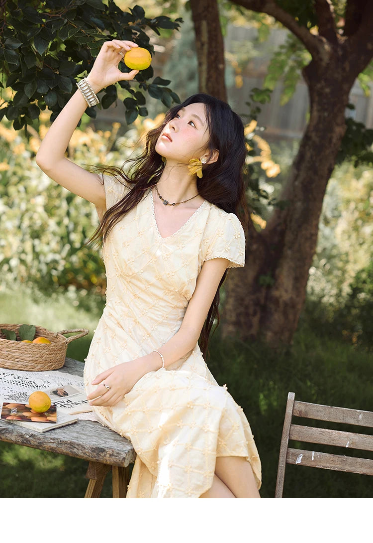 Mishow V-Neck Lace Spliced Embroidery Dress MXE38L2378