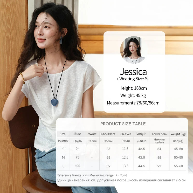 MISHOW Round Neck Knitted T-Shirt Irregular Design Button MXE39T0709