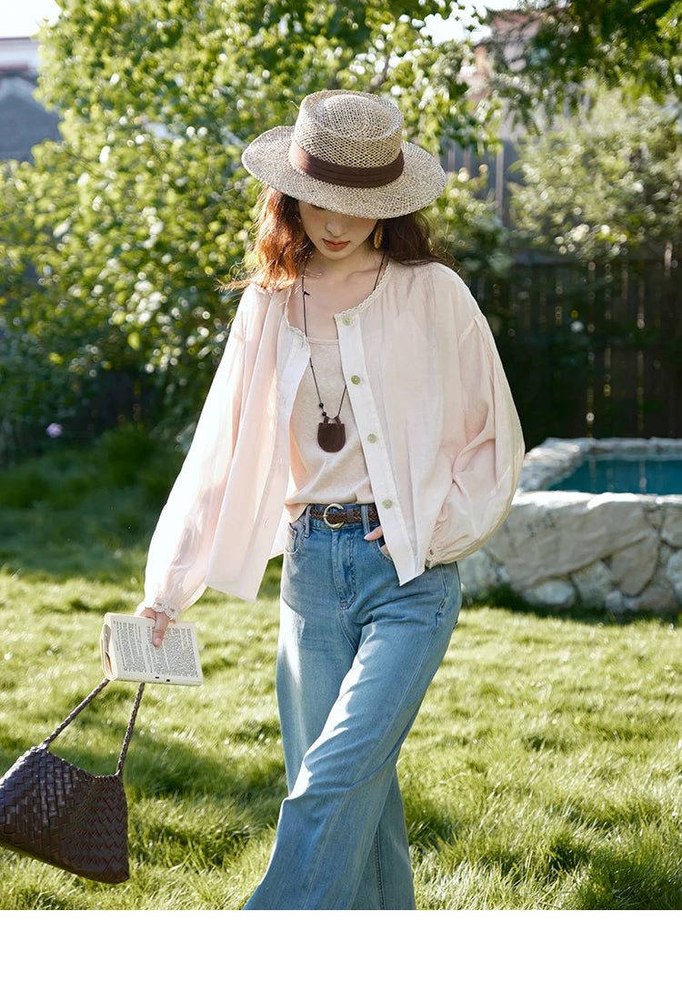 MISHOW Two Piece Shirt Set Tank Top Sunshade Button MXE39T0689