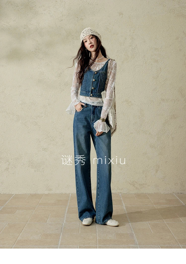 Mishow Washed Loose Straight Leg Jeans MXE16K0874