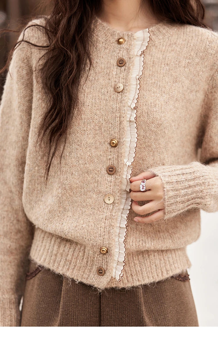 Mishow Spliced Lace Button Cardigan MXD58Z0998