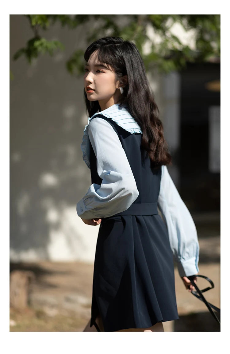 Mishow Korean Doll Collar Vest & Shirt Dress Set MXB12C0199