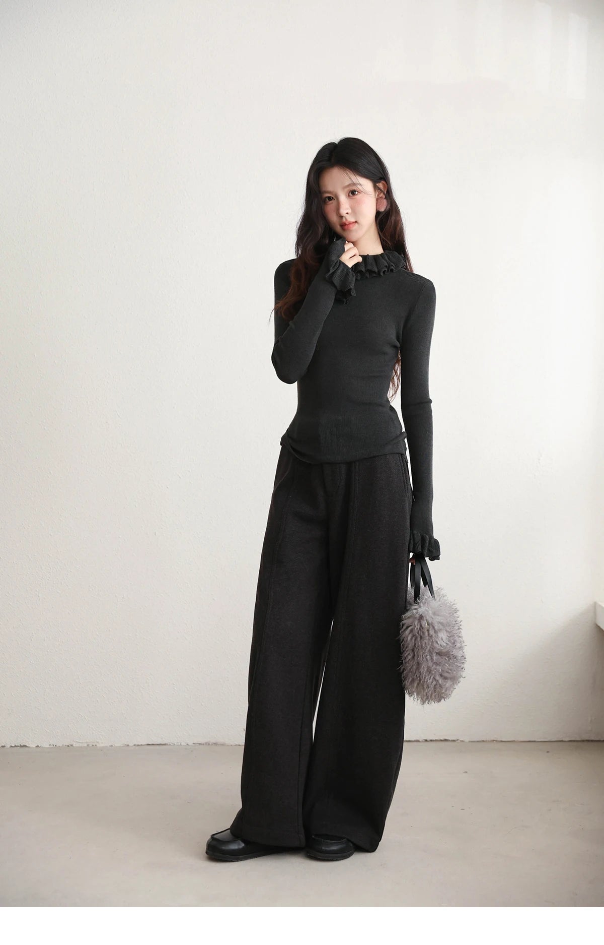 Mishow Gray Flower Embroidery Round Collar Cardigan MXE91Z2836