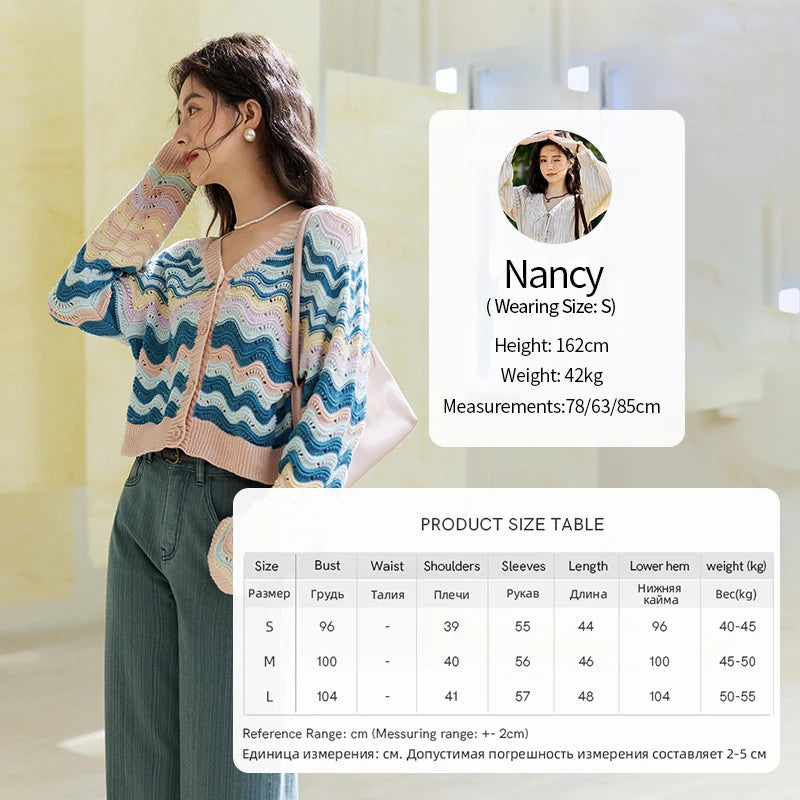Mishow Color Stripe V-Neck Loose Cardigan MXE16Z1203