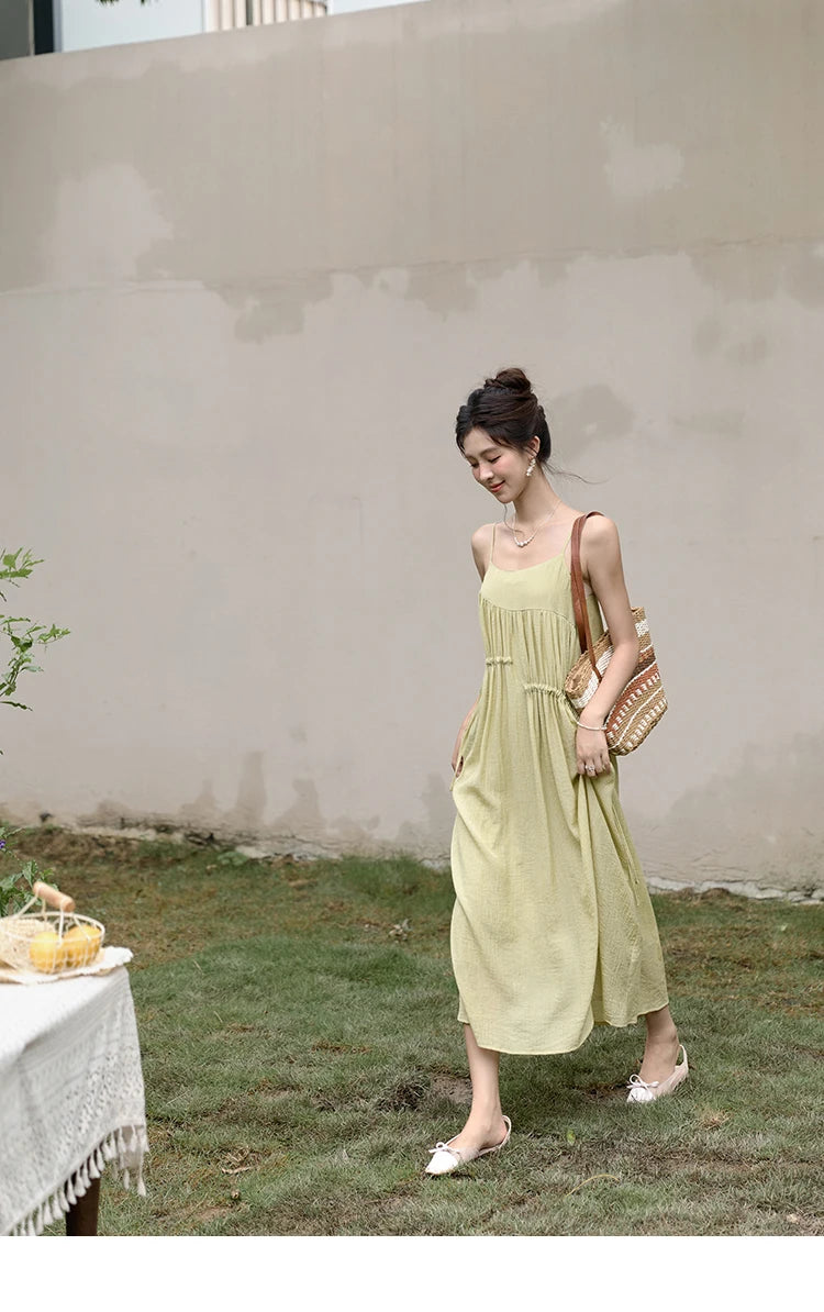 Mishow Irregular Pleated Olive Green Drawstring Dress MXD31L1928