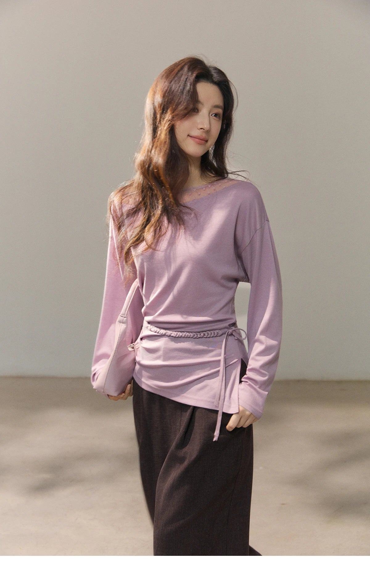 Mishow Mesh Wool Lace Polka Dot Splicing Top MXF13Z3001