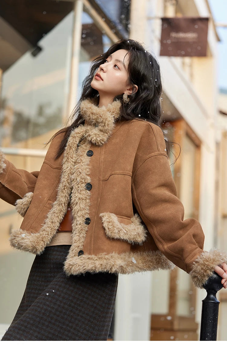 MISHOW Faux Fur Jacket Turn Down Collar Reversible MXD55W0648