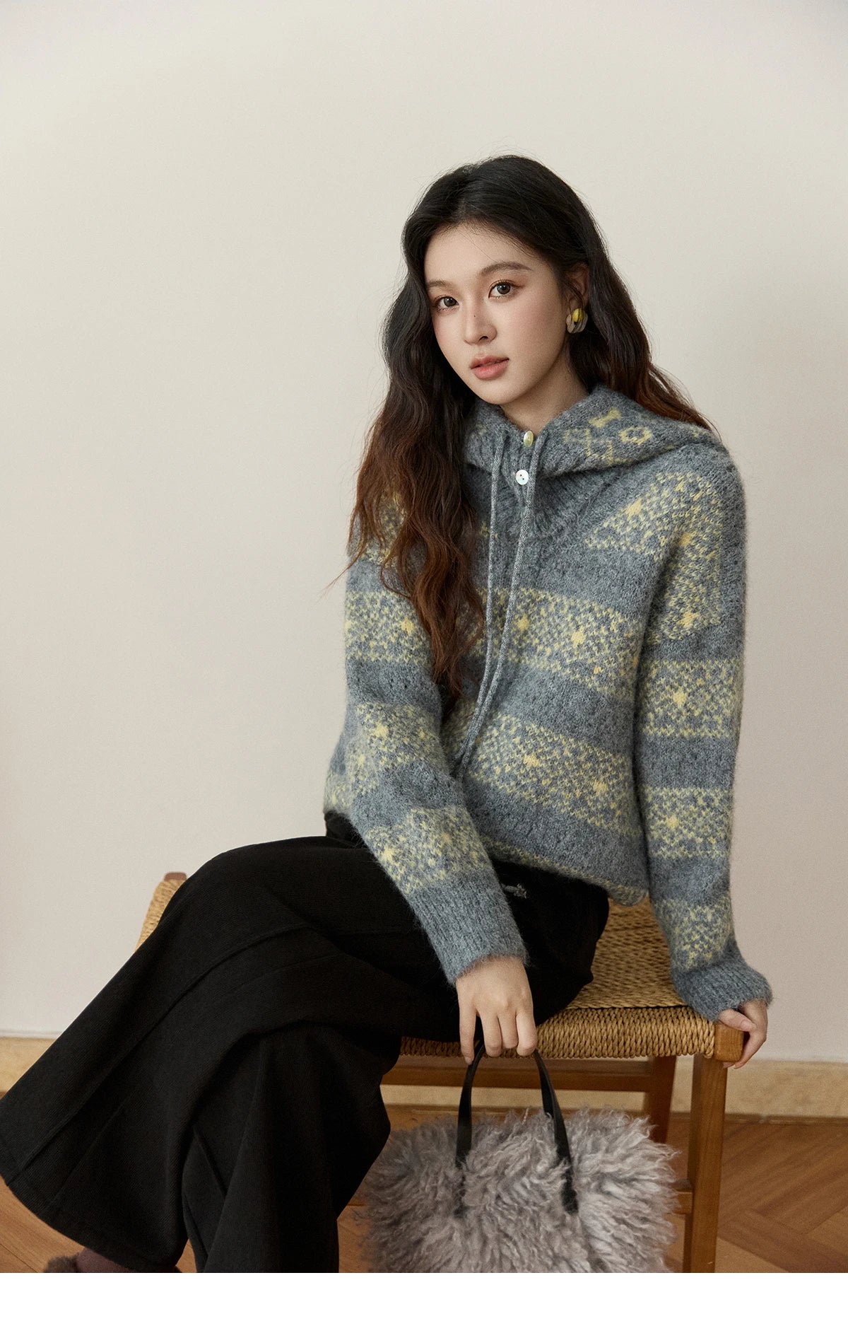 Mishow Fair Isle Removable Hood Sweater MXE94Z2979