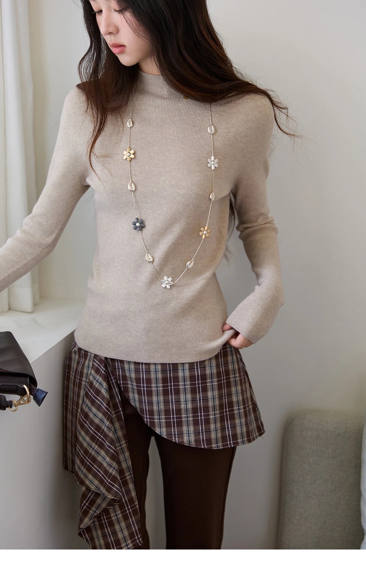 Mishow Minimalist Mock Neck Slim Pullover MXE48Z2583