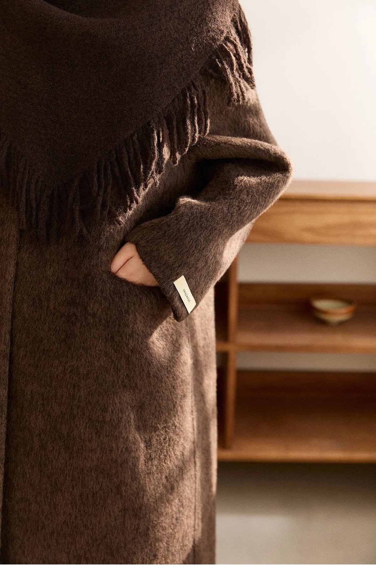 Mishow Woolen Coat with Scarf Invisible Buckle Design MXE93W1030
