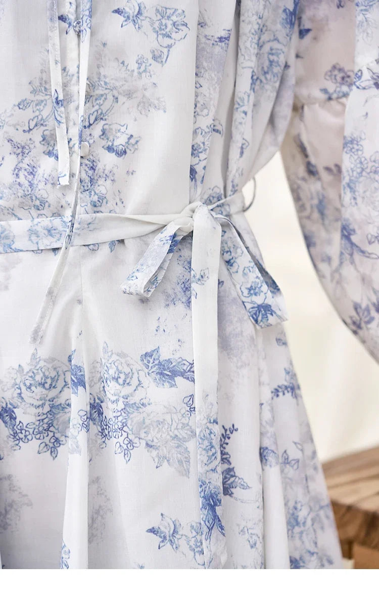 Mishow Fairy Floral Puff Sleeve Chiffon Dress MXD14L1681