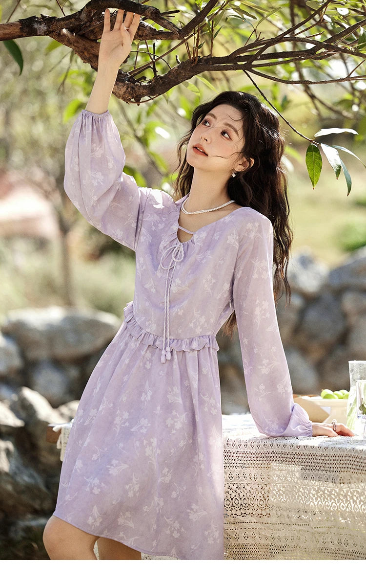 MISHOW Iris Chiffon Black Fungus Edge Fairy Dress MXE13L2095