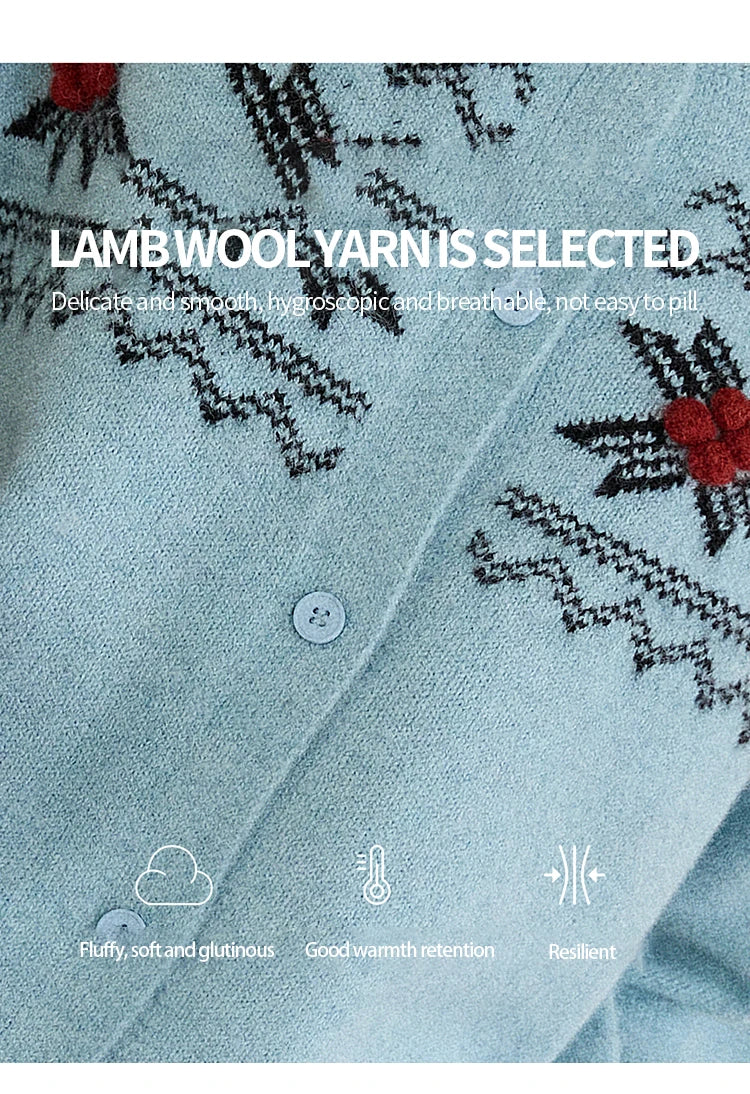 Mishow Blue Geometric Fair Isle Cardigan MXE86Z2734