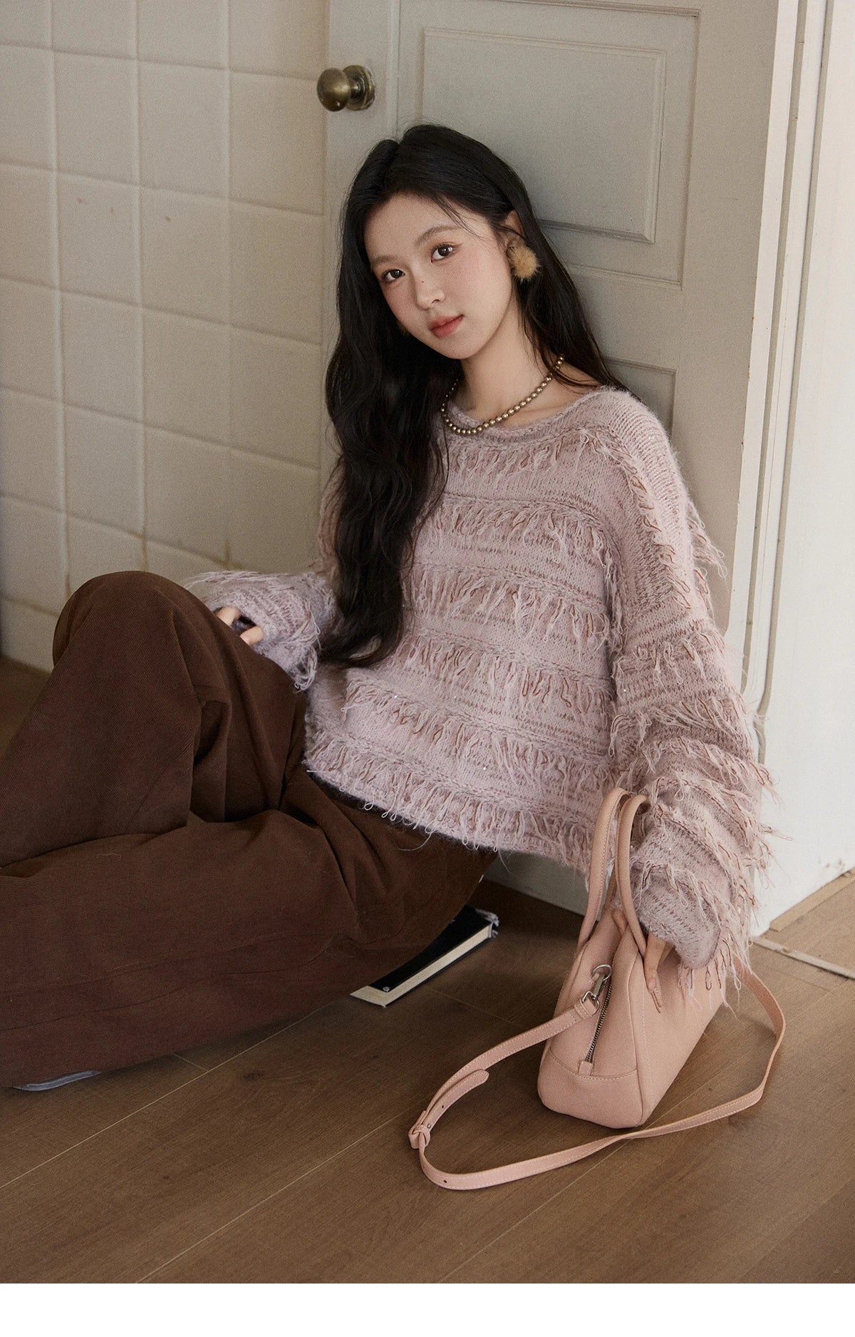 Mishow Tassel Bead Wool Blended Thick Sweater MXE90Z2822