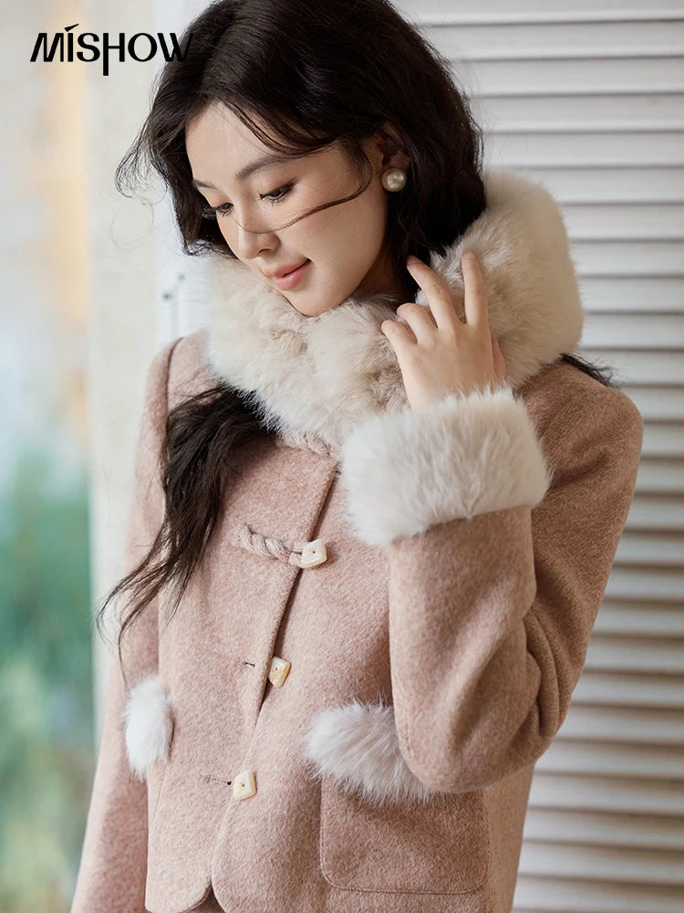 Mishow New Chinese Tweed Coat & Midi Skirt Set MXD54W0583
