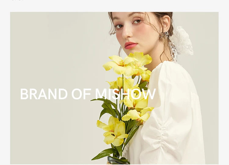 Mishow Beige Apricot Lace Tassel Midi Skirt MXF108B0768