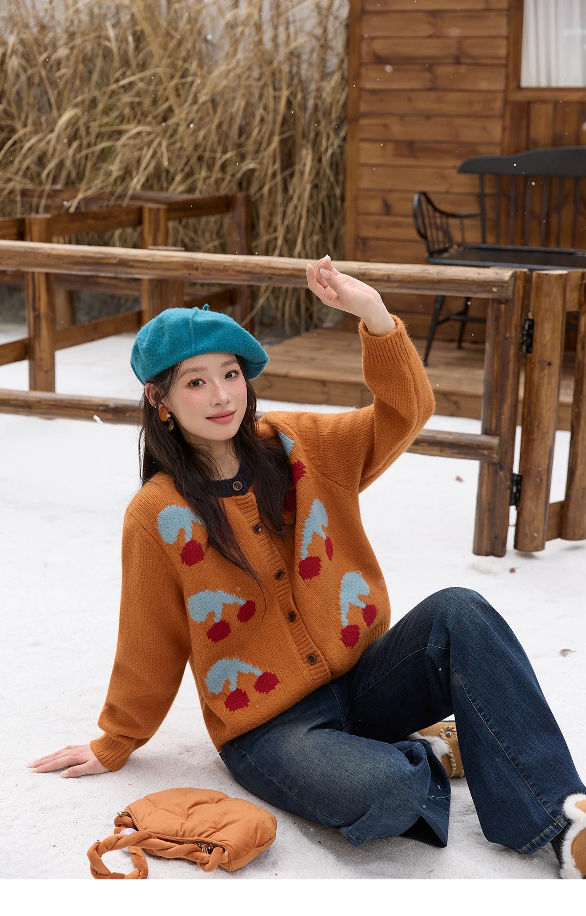 Mishow Cherry Jacquard Retro Sweet Cardigan MXE88Z2689