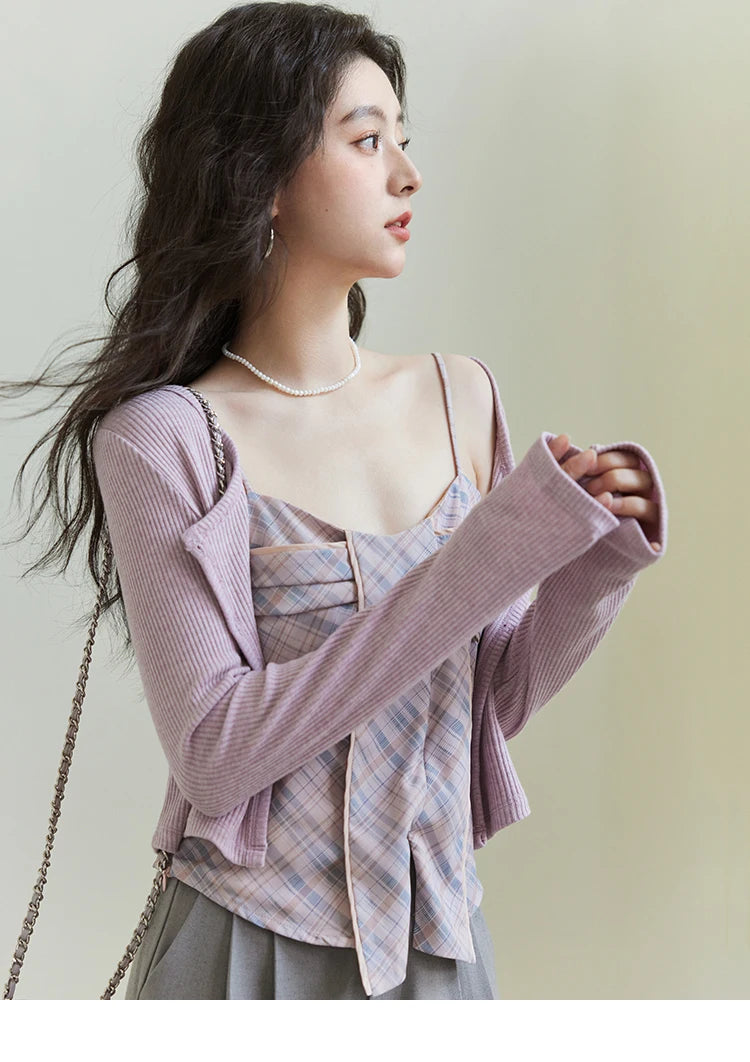 Mishow Plaid Bowknot V-Neck Camisole MXE11D0046