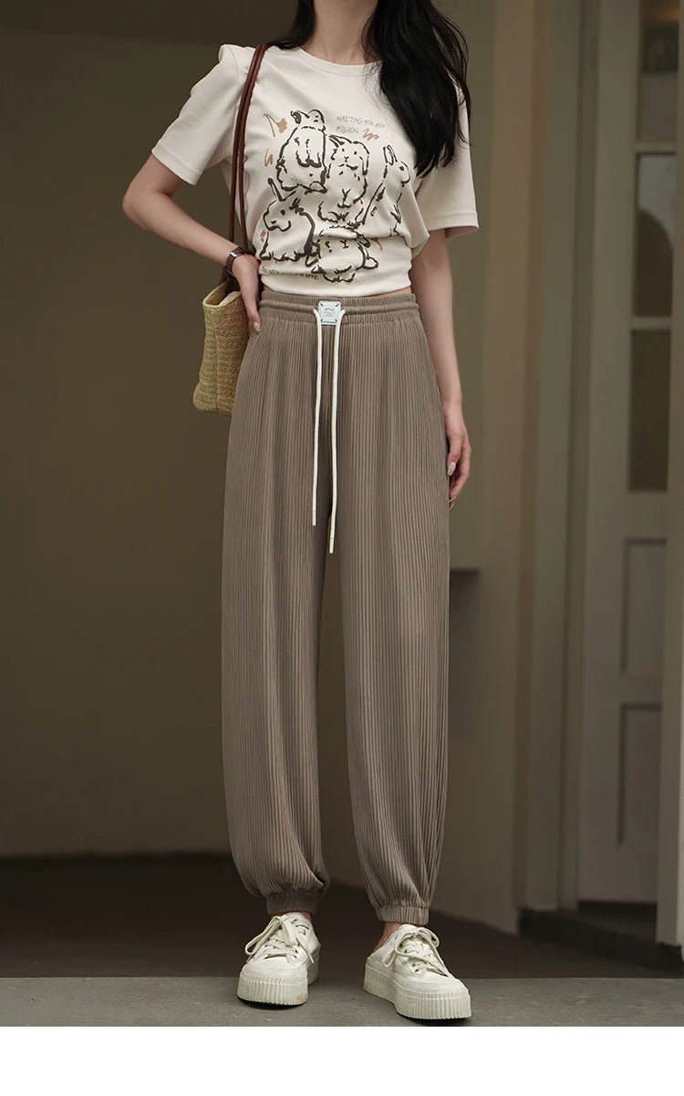 MISHOW High Waist Slim Straight Pants Elastic Ankle-Length MXC33K0069