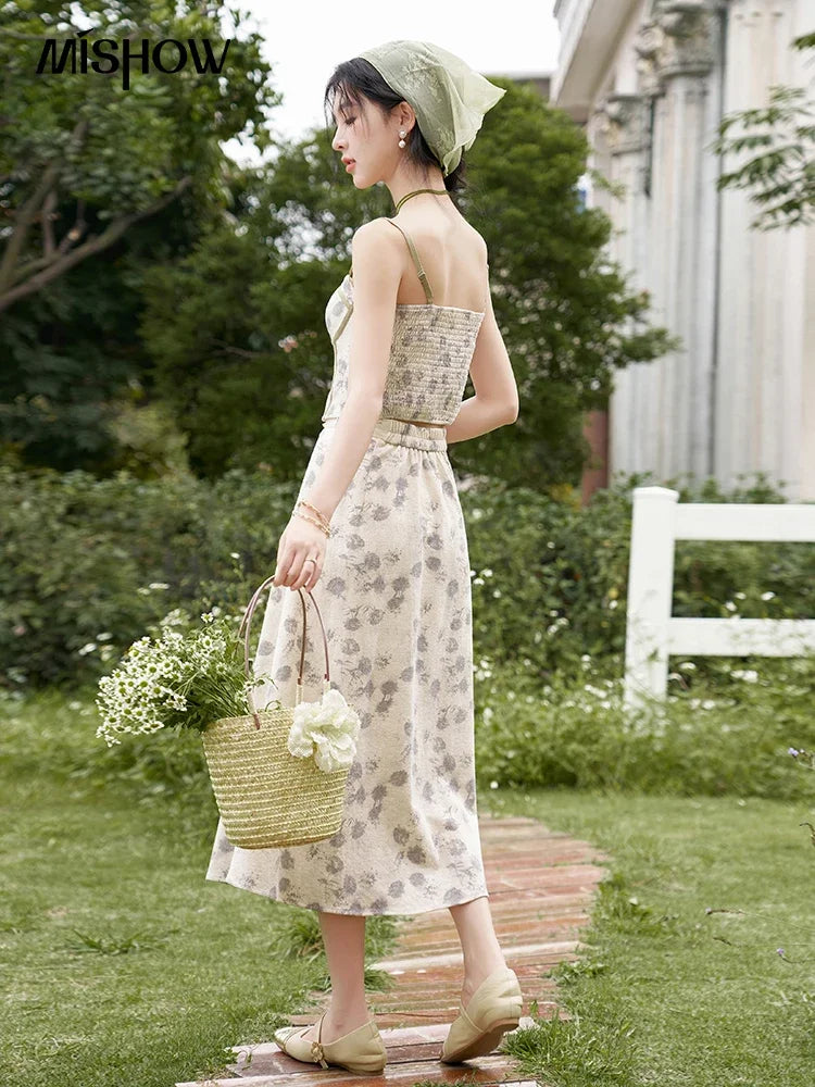 Mishow Floral Camisole Top & Elastic Waist Skirt Set MXD14D0026