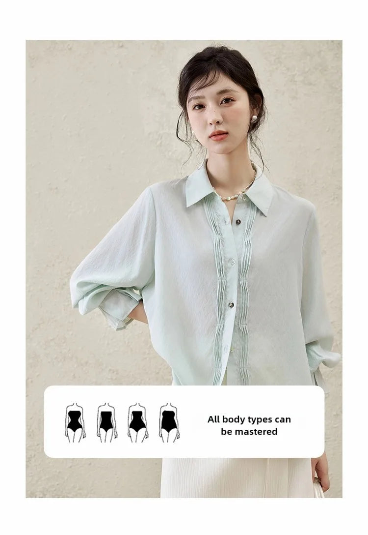 MISHOW Wave Striped Single Breasted Shirt Shell Buttons MXE16C0422