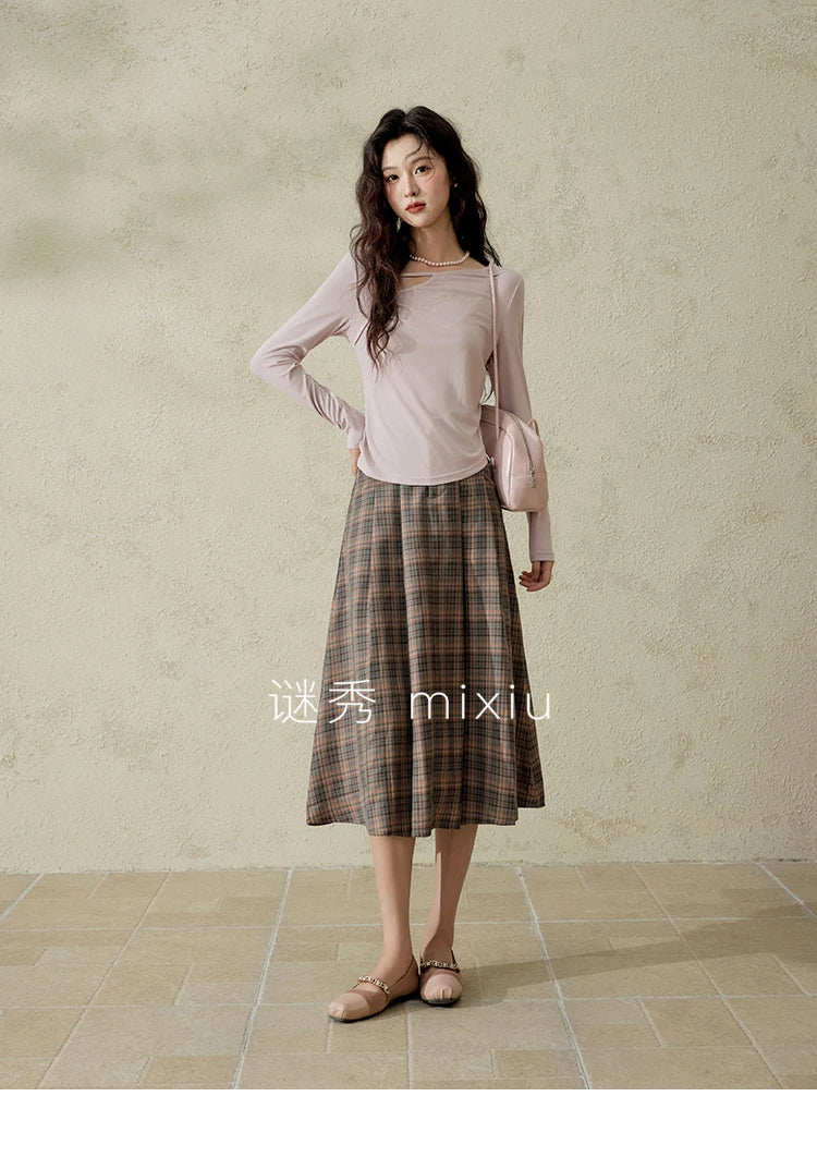 Mishow Irregular Hollow Neck Slim Solid Top MXE13Z1116