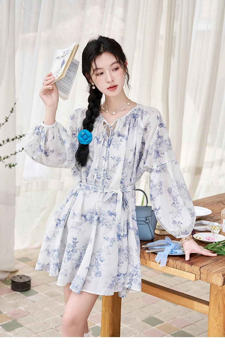 Mishow Fairy Floral Puff Sleeve Chiffon Dress MXD14L1681