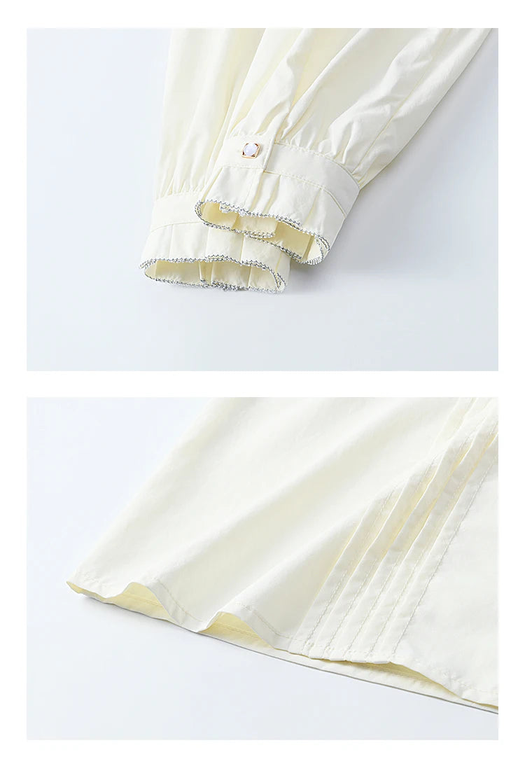 MISHOW Tucker Pleats Doll Neck Shirt Ruffled O Neck MXE12C0401