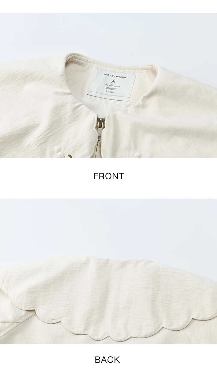 MISHOW Wheat Sprout Embroidery Coat Doll Collar Hem Folded Zipper MXE45W0860