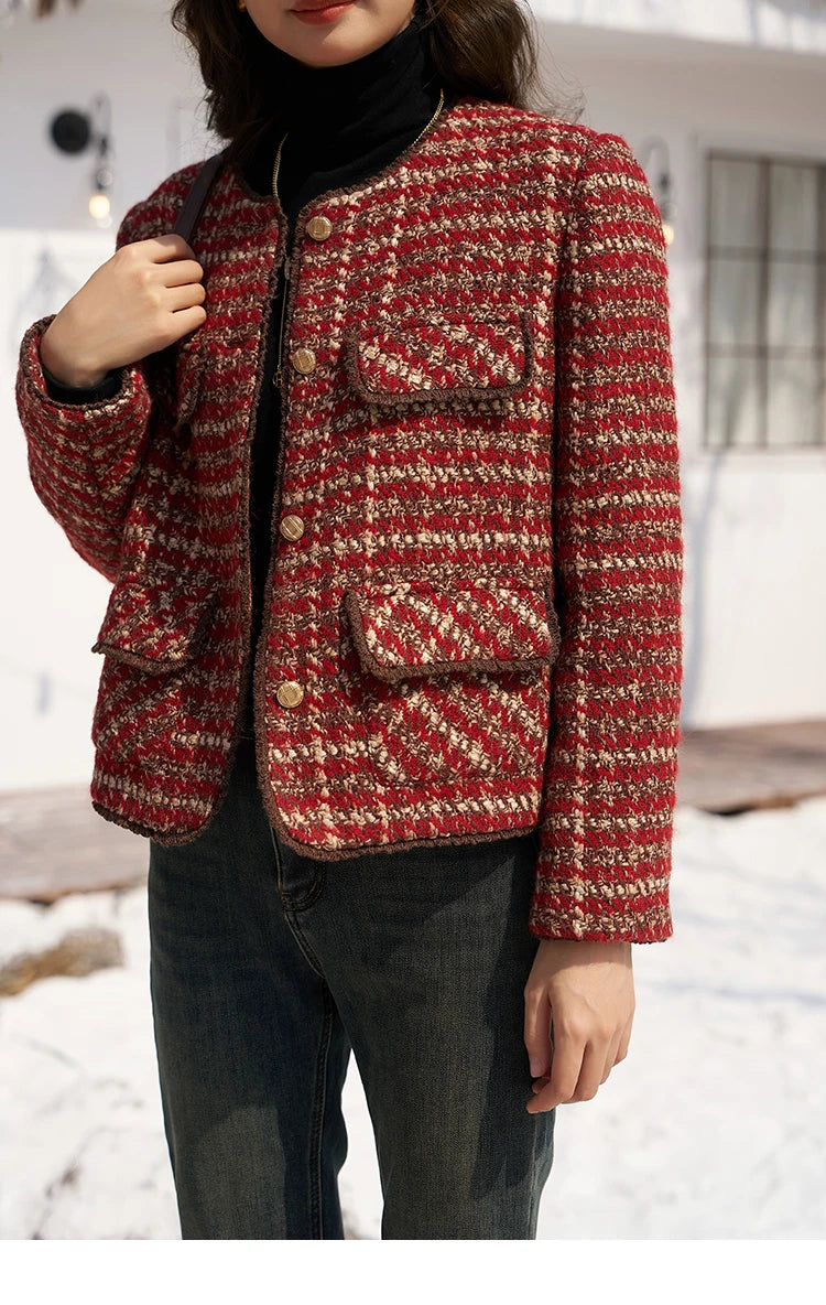 Mishow Luxury Wool Blend Tweed Jacket MXC57Y0021