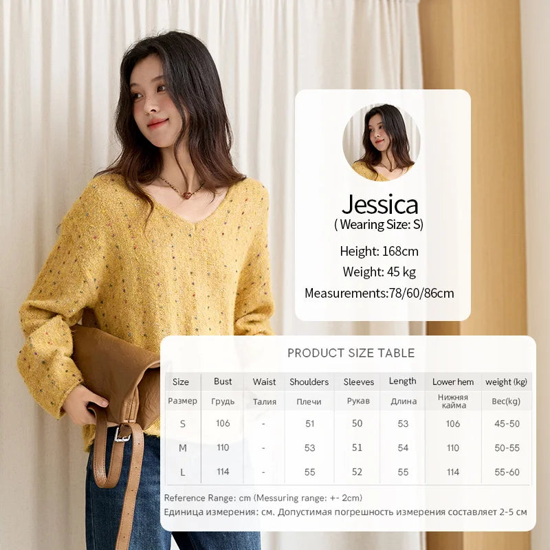 Mishow Retro Yellow Sequins V-Neck Pullover MXE47Z2572