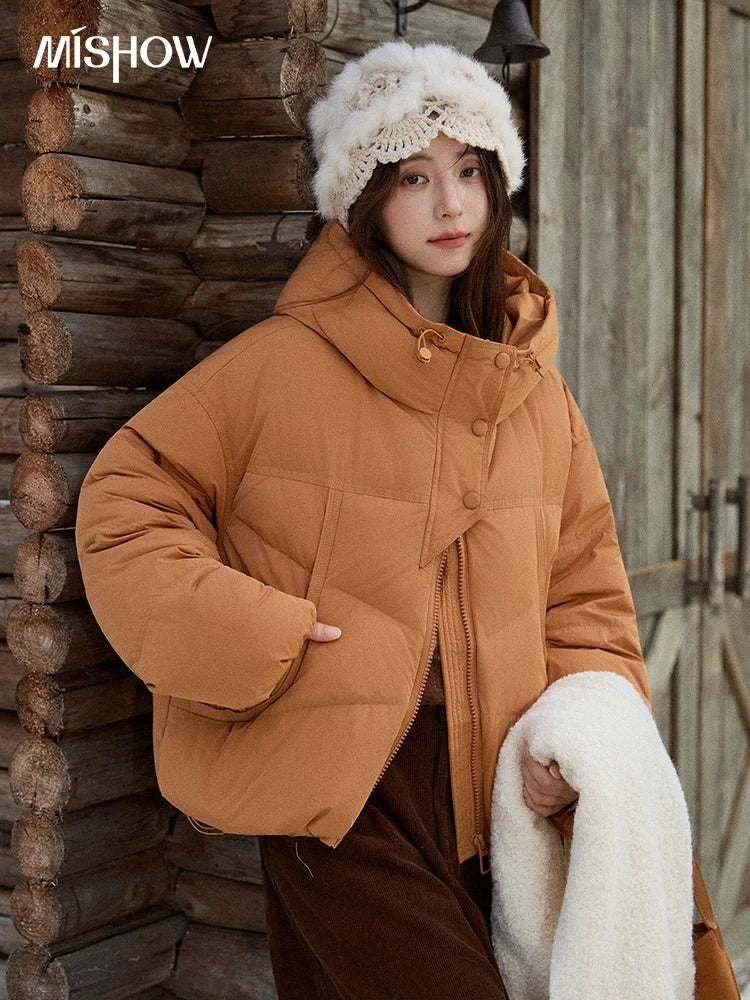 Mishow Hooded 90% White Duck Down Short Coat MXE51Y0080