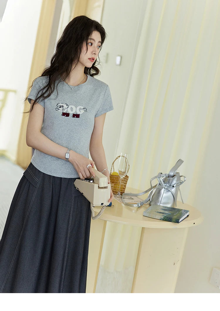 Mishow Cartoon Print Round Neck Tee MXE13T0495