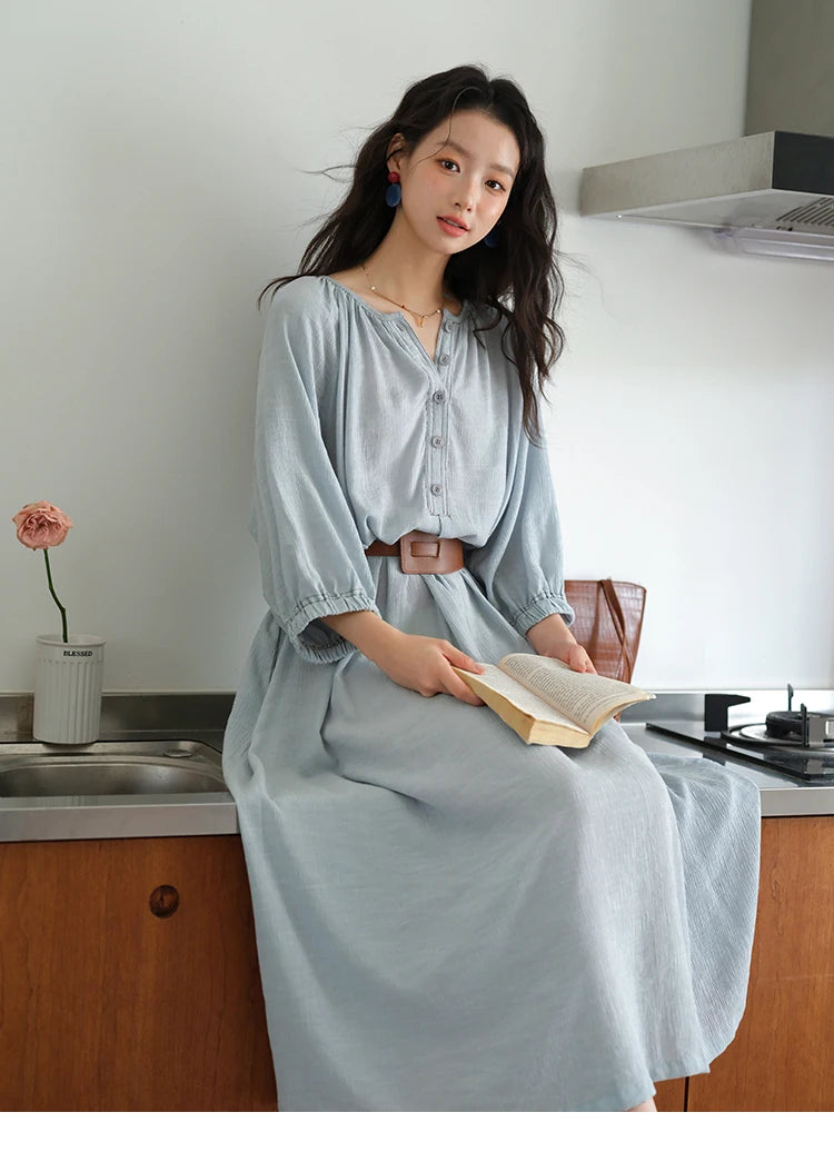 Mishow Half Sleeve Bamboo Knot Dress with Bohemian Belt MXE20L2468