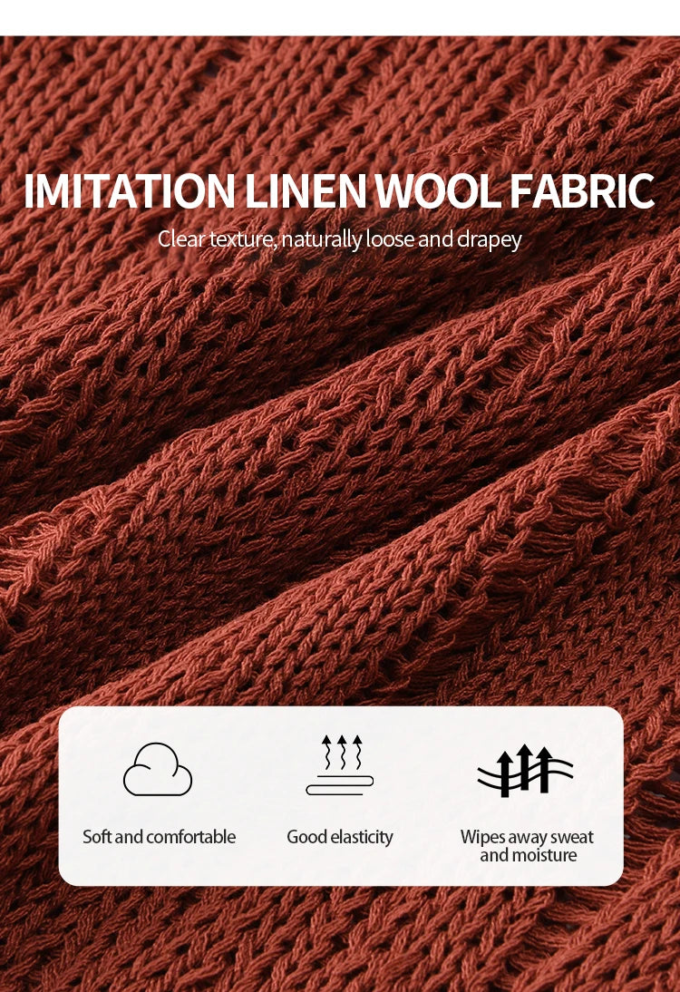 Mishow Retro Red Hollow Bead Knit Tee MXE35Z1271