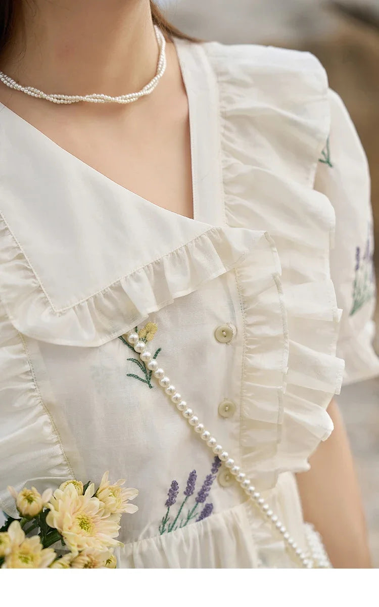 Mishow Fairycore Floral Flare Sleeve Ruffled Dress MXC38L1518