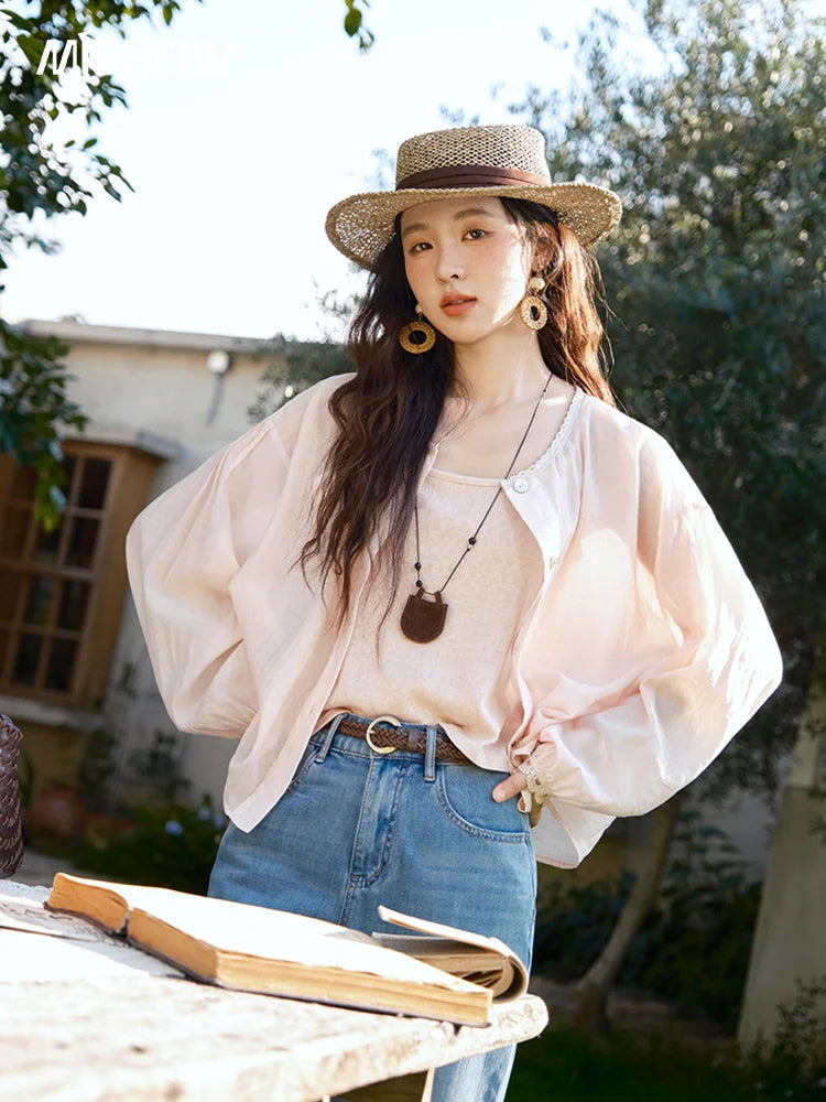 MISHOW Two Piece Shirt Set Tank Top Sunshade Button MXE39T0689