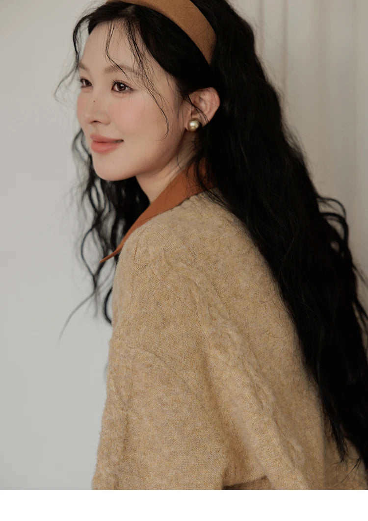 Mishow Vintage False Two-Piece V-Neck Knit Top MXD42Z0695