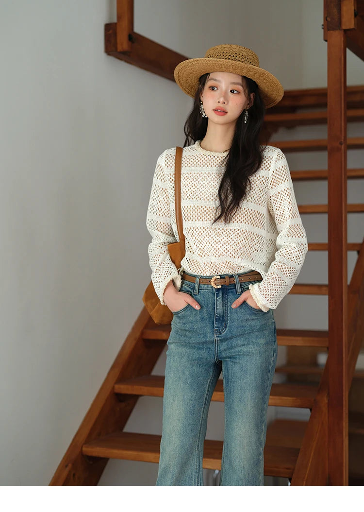 MISHOW Bohemian Lace Hollow Top Hem Tassel Knit MXE41X2466